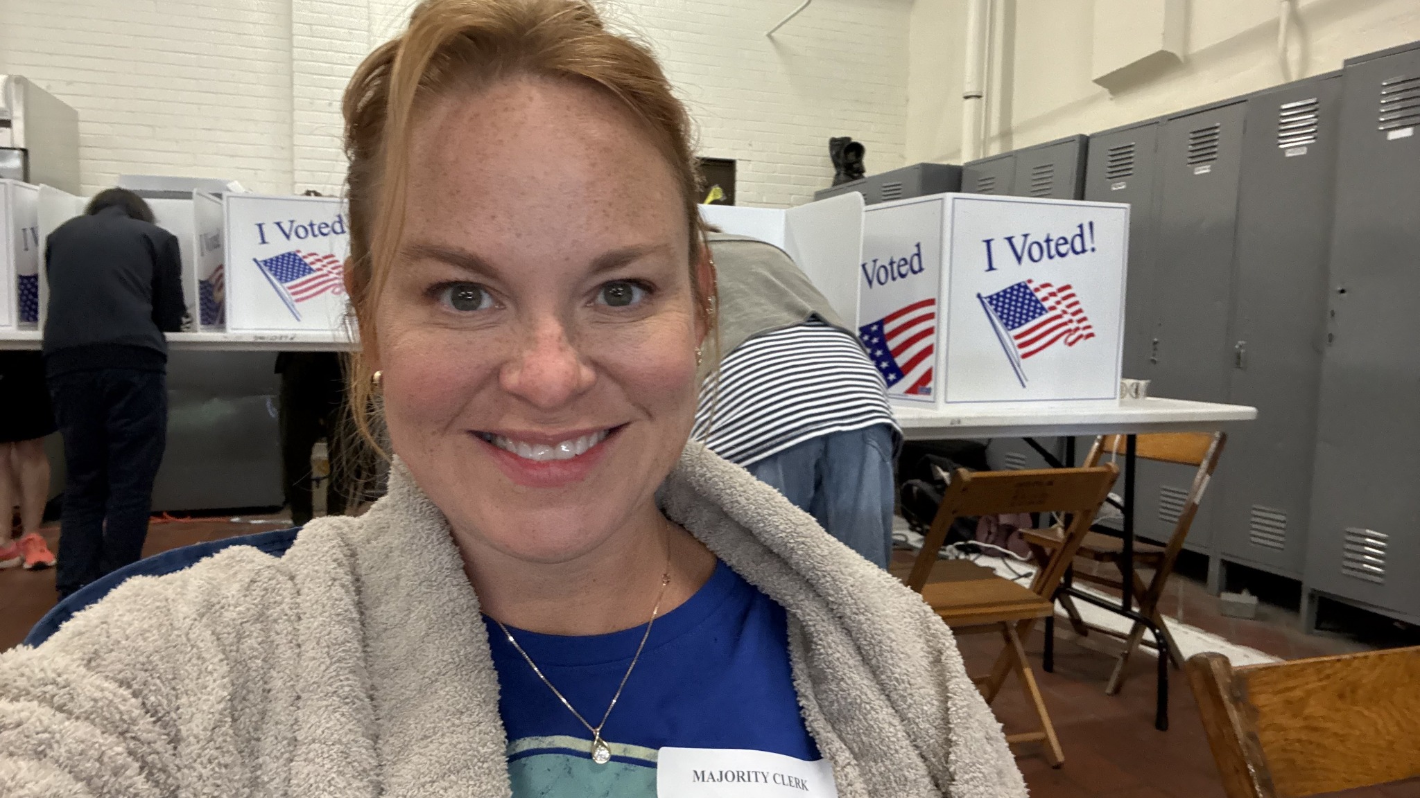 Jennie at a polling place